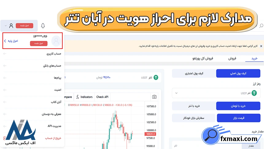 احراز هویت در صرافی آبان تتر، احراز هویت آبان تتر، آموزش احراز هویت آبان تتر