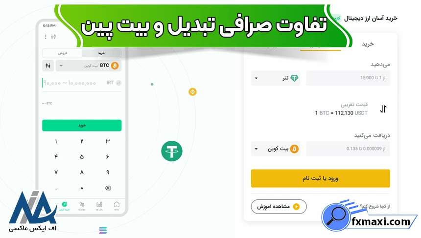 مقایسه صرافی بیت پین و تبدیل، تفاوت های تبدیل و بیت پین