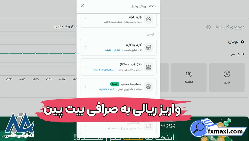 روش‌های واریز ریالی به بیت پین، واریز ریالی به صرافی بیت پین