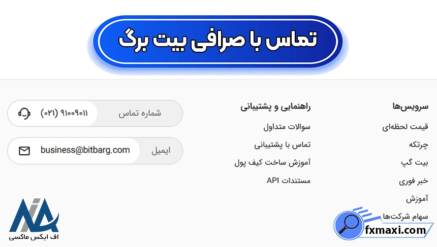پشتیبانی بیت برگ، شماره تماس صرافی بیت برگ، پشتیبانی صرافی بیت برگ